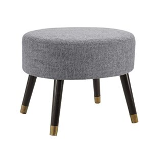 convenience concepts designs4comfort mid century oval ottoman stool, light charcoal gray linen