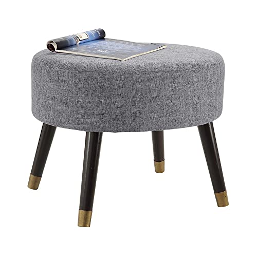 Convenience Concepts Designs4Comfort Mid Century Oval Ottoman Stool, Light Charcoal Gray Linen