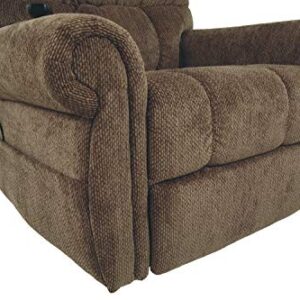 Signature Design by Ashley Ernestine Upholstered Power Lift Adjustable Oversized Recliner, Brown