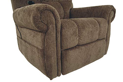 Signature Design by Ashley Ernestine Upholstered Power Lift Adjustable Oversized Recliner, Brown