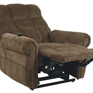 Signature Design by Ashley Ernestine Upholstered Power Lift Adjustable Oversized Recliner, Brown