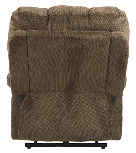 Signature Design by Ashley Ernestine Upholstered Power Lift Adjustable Oversized Recliner, Brown