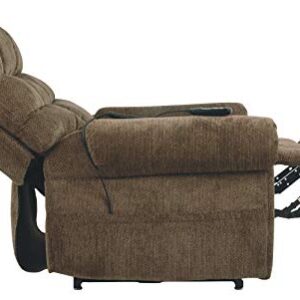 Signature Design by Ashley Ernestine Upholstered Power Lift Adjustable Oversized Recliner, Brown