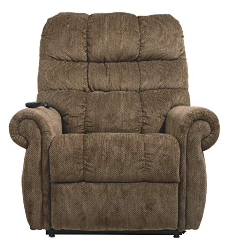 Signature Design by Ashley Ernestine Upholstered Power Lift Adjustable Oversized Recliner, Brown