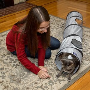 PetLike Cat Tunnel for Indoor Cats Collapsible Pop-up Pet Tube Peek Hole Hideaway Play Toys for Cats with Ball