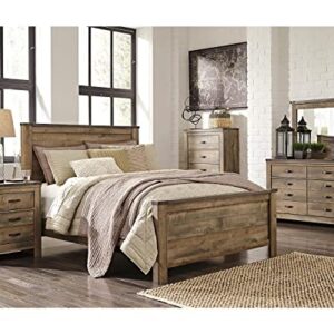 Signature Design by Ashley Trinell Rustic 2 Drawer Nightstand with USB Charging Stations, Warm Brown