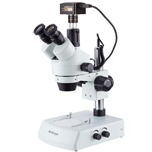 amscope led trinocular zoom stereo microscope 3.5x-180x and 18mp usb3 camera