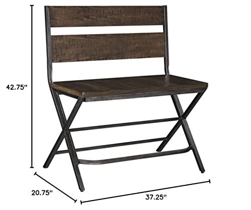 Signature Design by Ashley Kavara Industrial Farmhouse 24" Distressed Double Barstool, Dark Brown