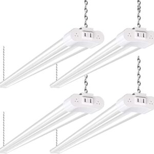 hykolity 4 Pack 4FT LED Shop Light Linkable, 4400lm, 42w(250w Equivalent), 5000K Utility Shop Lights for Garages, Workshops, Basements, Hanging or Flush Mount, with Power Cord and on/Off Switch, ETL