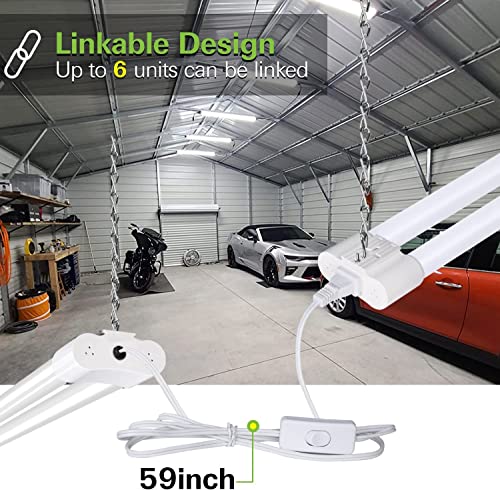 hykolity 4 Pack 4FT LED Shop Light Linkable, 4400lm, 42w(250w Equivalent), 5000K Utility Shop Lights for Garages, Workshops, Basements, Hanging or Flush Mount, with Power Cord and on/Off Switch, ETL