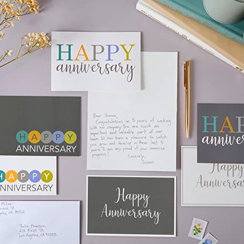 Juvale 36 Pack Happy Anniversary Cards with Envelopes for Work, Wedding, Employees, 6 Designs (Blank Inside, 4x6 In)