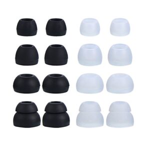 eboot replacement earbuds silicone eartips earpads compatibe with skullcandy earphones, black and clear, 8 pairs