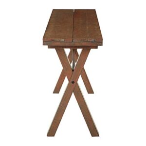 OSP Home Furnishings McKayla Solid Wood and Veneer Flip Top Table, Distressed Brown Finish