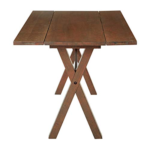 OSP Home Furnishings McKayla Solid Wood and Veneer Flip Top Table, Distressed Brown Finish