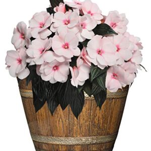 Classic Home and Garden Whiskey Resin Flower Pot Barrel Planter, Oak Brown, 9"