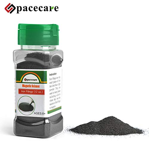 SPACECARE Magnetic Iron Powder Filings for Magnet Education and School Projects, Storage Jar (12 Ounces) with Shaker Lid, 1 Pack