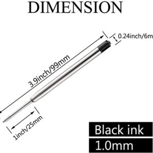 Pen Refills, 3.9in Black Ink Pen Refills 1.0mm Replacement Ink for Ballpoint Pen Parker Pen Tactical Pen (10 Pack)