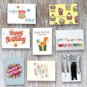 40 Happy Birthday Cards Assortment with Envelopes - Perfect Assorted Birthday Party Greetings Card for Men Women Kids Parent and Employees - Blank Inside With Original Humoristic Colorful Art Designs Outside - Quality Thick Cards