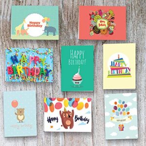 40 Happy Birthday Cards Assortment with Envelopes - Perfect Assorted Birthday Party Greetings Card for Men Women Kids Parent and Employees - Blank Inside With Original Humoristic Colorful Art Designs Outside - Quality Thick Cards