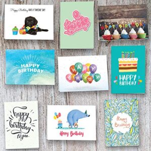 40 Happy Birthday Cards Assortment with Envelopes - Perfect Assorted Birthday Party Greetings Card for Men Women Kids Parent and Employees - Blank Inside With Original Humoristic Colorful Art Designs Outside - Quality Thick Cards