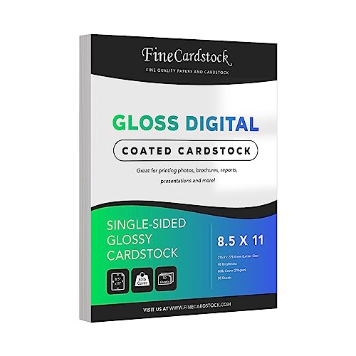 Single-Sided Heavyweight Gloss Digital Cardstock – Perfect for Color Laser Printing, Design Proposals, Flyers, Brochures | 8.5" x 11" | 80lb Cover | Acid Free, Glossy Coated on 1 Side | 50 Sheets