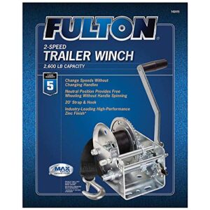 Fulton 142415 Dual Speed Winch with 20' Strap - 2600 lbs. Capacity, 1 Pack