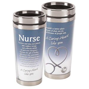 blue nurse poem caring heart 16 oz. stainless steel insulated travel mug with lid