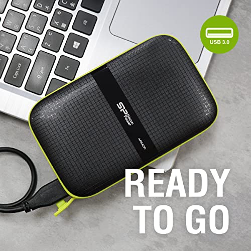 SP Silicon Power 2TB Rugged Portable External Hard Drive Armor A60 Shockproof USB 3.1 Gen1 for PC Mac Xbox and PS4 Black