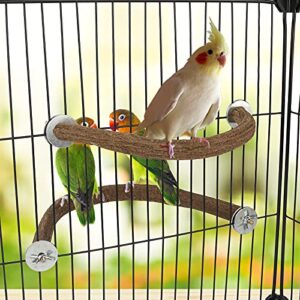 RYPET Parrot Bird Natural Wood Stand Perch Swing, U Shape