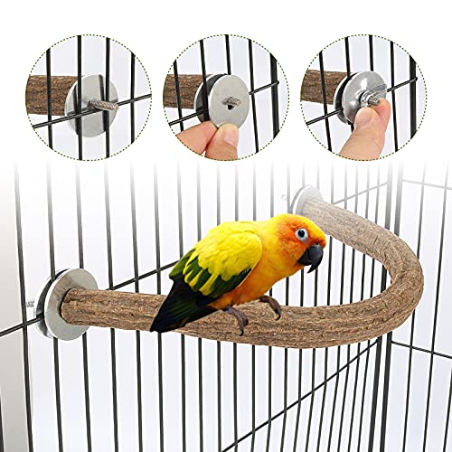 RYPET Parrot Bird Natural Wood Stand Perch Swing, U Shape