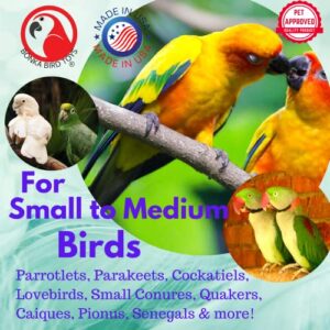 Bonka Bird Toys 1370 Foraging Stand Small Bird Toy Crinkly Chew Shred Paper Natural Woven Palm Leaf Flower Wood Bead Plastic Cockatiel Parakeet Conures