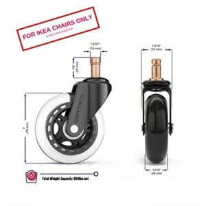 Office Chair Wheels for IKEA Chairs ONLY | Soft Rubber Computer Chair Caster Wheels Protect Your Hardwood Floors Better Than Any Office Chair Mat, Set of 5 Desk Chair Wheels, No Scratching or Marking.