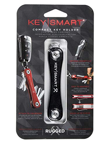 KeySmart Rugged - Multi-Tool Key Holder with Bottle Opener and Pocket Clip (up to 14 Keys, Black)