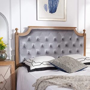 safavieh home collection tufted velvet rustic oak and grey headboard (queen)
