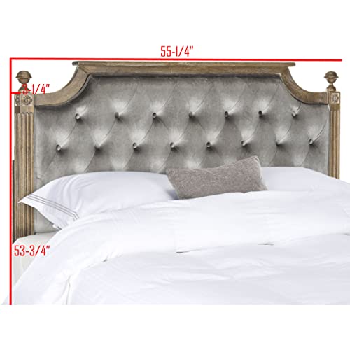 Safavieh Home Collection Tufted Velvet Rustic Oak and Grey Headboard (Queen)