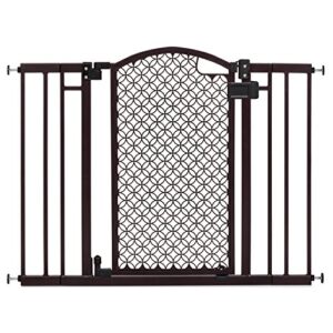 summer modern home walk-thru safety pet and baby gate, 28"-42" wide, 30" tall, pressure or hardware mounted, install on wall or banister in doorway or stairway, auto close door - espresso