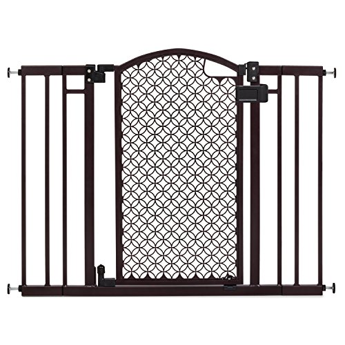 Summer Modern Home Walk-Thru Safety Pet and Baby Gate, 28"-42" Wide, 30" Tall, Pressure or Hardware Mounted, Install on Wall or Banister in Doorway or Stairway, Auto Close Door - Espresso