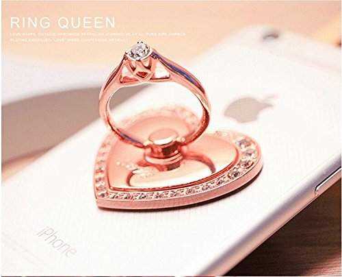 Universal Phone Ring Bracket Holder,UCLL Love Heart Diamond Shape Finger Grip Stand Holder Ring Car Mount Phone Ring Grip Smartphone Ring Stent Tablet Rose Gold