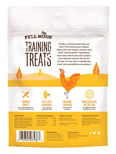 Full Moon USDA Organic Chicken Training Treats Healthy All Natural Dog Treats Human Grade 175 Treats