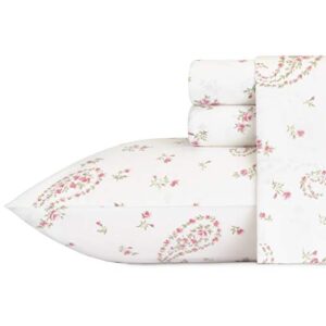 laura ashley home sateen collection bed sheet set - 100% cotton, silky smooth & luminous sheen, wrinkle-resistant bedding, 4 pcs, king, bristol paisley