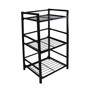 flipshelf-folding metal bookcase-small space solution-no assembly-home, kitchen, bathroom and office shelving-black, 3 shelves, narrow