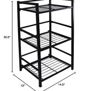 Flipshelf-Folding Metal Bookcase-Small Space Solution-No Assembly-Home, Kitchen, Bathroom And Office Shelving-Black, 3 Shelves, Narrow