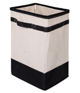 birdrock home canvas hamper - single laundry basket with handles - foldable hamper - easily transport laundry