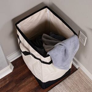 BIRDROCK HOME Canvas Hamper - Single Laundry Basket with Handles - Foldable Hamper - Easily Transport Laundry