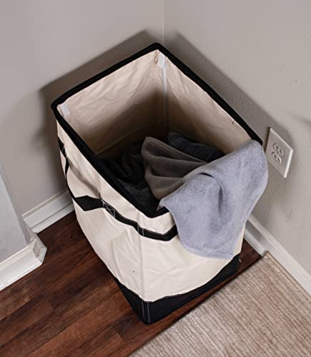 BIRDROCK HOME Canvas Hamper - Single Laundry Basket with Handles - Foldable Hamper - Easily Transport Laundry