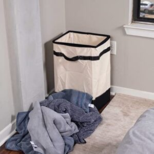 BIRDROCK HOME Canvas Hamper - Single Laundry Basket with Handles - Foldable Hamper - Easily Transport Laundry