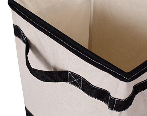 BIRDROCK HOME Canvas Hamper - Single Laundry Basket with Handles - Foldable Hamper - Easily Transport Laundry