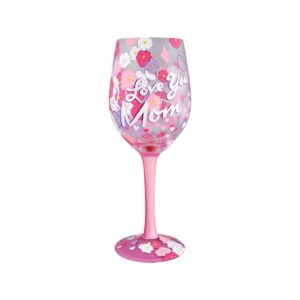 enesco wine glass i love you mom, std, multicolor