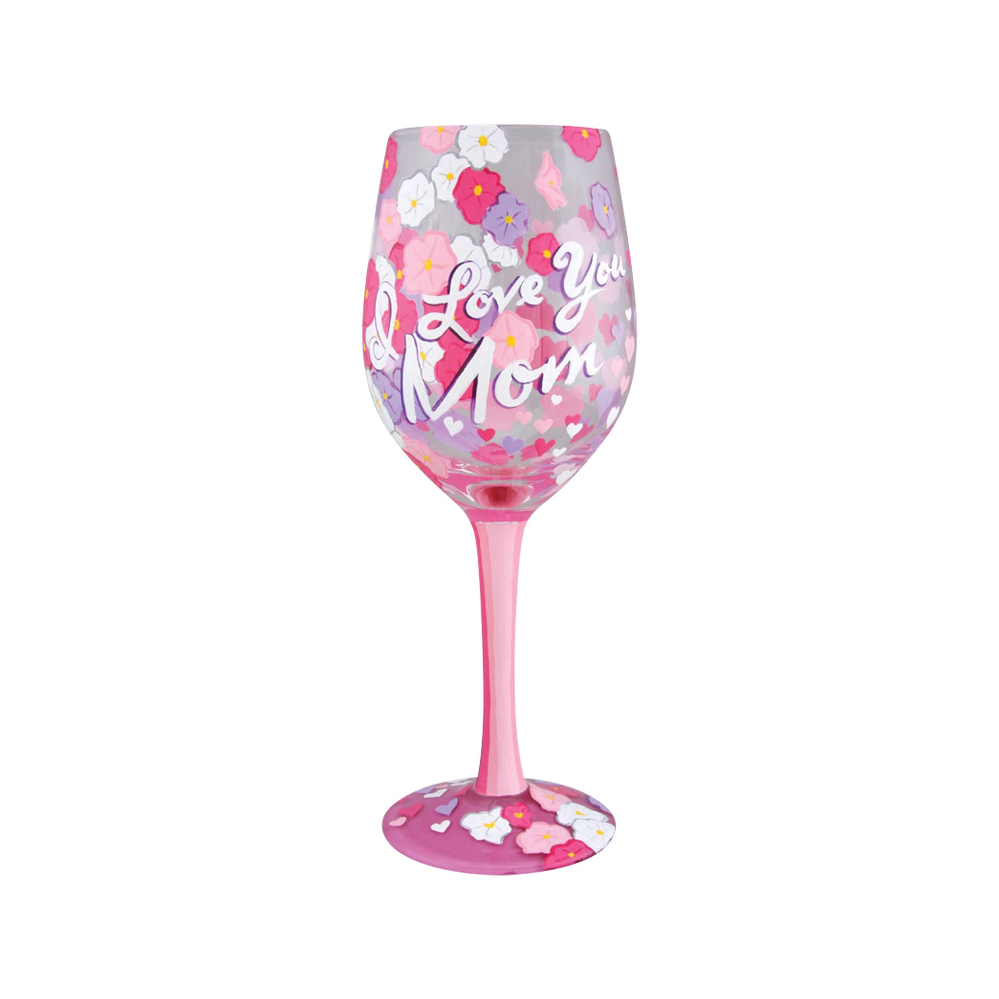 Enesco Wine Glass I Love You Mom, STD, Multicolor