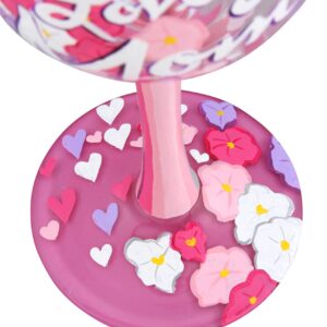 Enesco Wine Glass I Love You Mom, STD, Multicolor